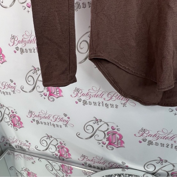 Wilfred free long sleeve top swoop neck round stretch Chocolate Long Sleeve Tee - Picture 8 of 13